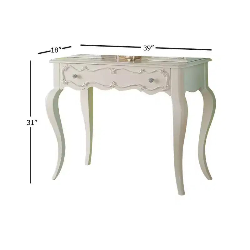 Edalene 39" Tavolini da toilette bianco perla - Acme Furniture: Postazione di lavoro per camera delle ragazze con specchio e ripiano portaoggetti
