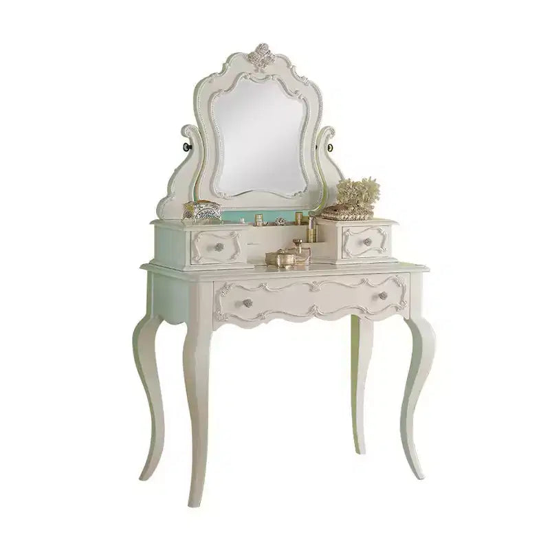 Edalene 39" Tavolini da toilette bianco perla - Acme Furniture: Postazione di lavoro per camera delle ragazze con specchio e ripiano portaoggetti