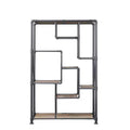 Acme Furniture 75" Brantley Bookshelf Antique Oak/Sandy Gray: Metal Frame, 7-Tier Storage, No Assembly Required