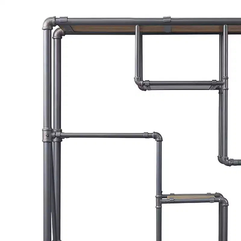 Scaffale Brantley Acme Furniture da 75" Quercia Antica/Grigio Sabbia: Struttura in Metallo, 7 Ripiani, Nessun Montaggio Richiesto