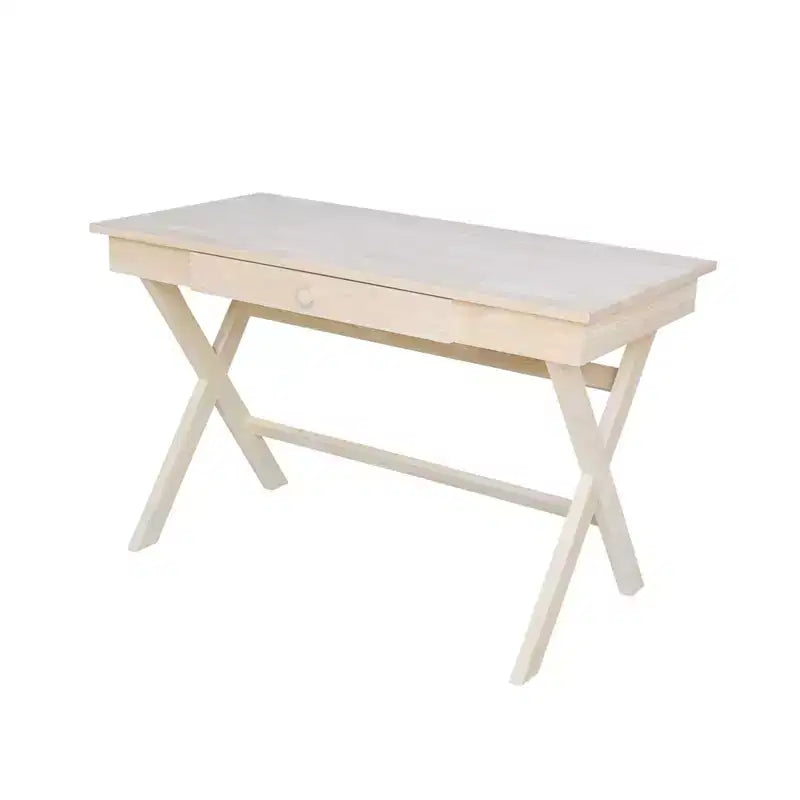 Scrivania a gambe incrociate non finita - International Concepts: Scrivania in legno di gomma con cassetto, telaio in legno massello