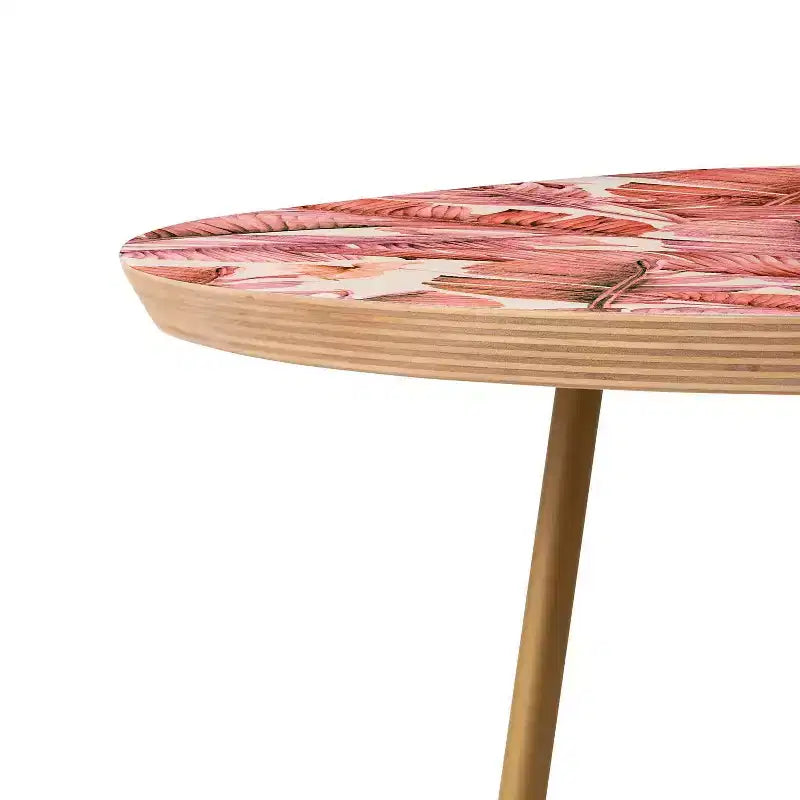 Tavolino rotondo rosa/oro, 1 posto