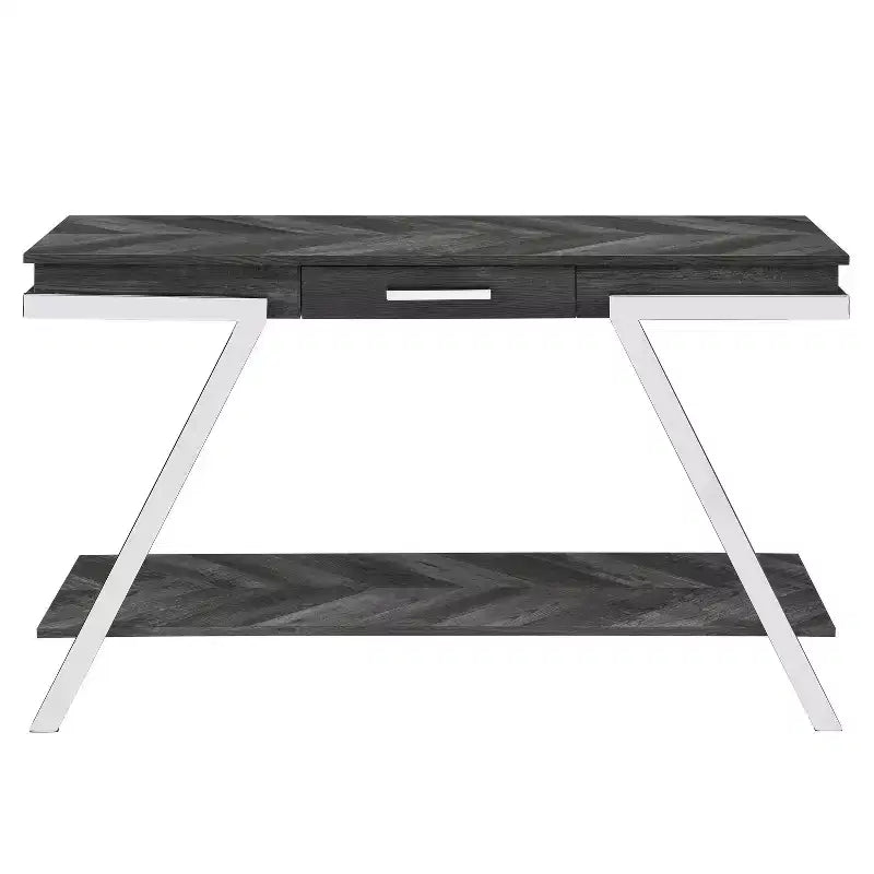 Set 3 Tavolini Occasionali Roma Grigio Scuro/Cromato - Steve Silver Co.: Set di Mobili da Soggiorno Moderno con Design a Piano Sollevabile