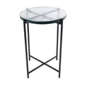 Olivia & May Metal X Shaped Accent Table with Textured Glass Tabletop Black: Contemporary Design, No Assembly Required