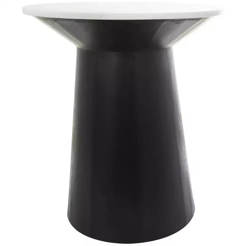 Tavolino d'appoggio geometrico in marmo Olivia & May con base in legno nero, bianco: piedistallo alto 79 cm