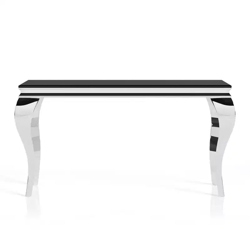 Tavolo consolle con ripiano in vetro Forge Glam nero/argento - miBasics: acciaio inossidabile, ingresso, vetro temperato