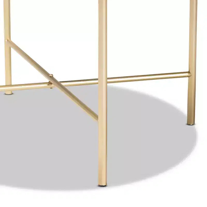 Tavolino con Struttura in Metallo e Piano in Marmo Maddock: Nessun Montaggio, Tavolino Rotondo - Baxton Studio