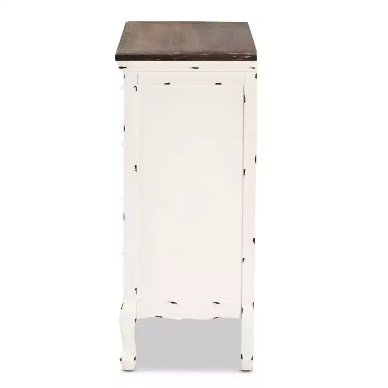 Cassettiera Levron in Legno Bicolore a 5 Cassetti Noce Marrone/Bianco - Baxton Studio