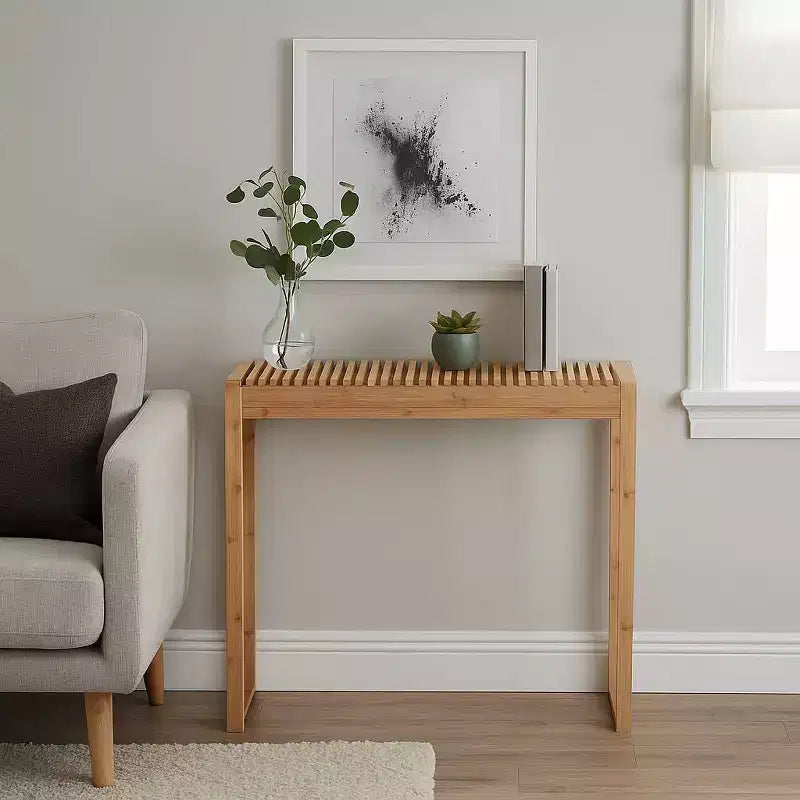 Consolle da ingresso Cambridge Bamboo Natural - Proman Products: Design elegante e sottile per piccoli spazi, facile da pulire