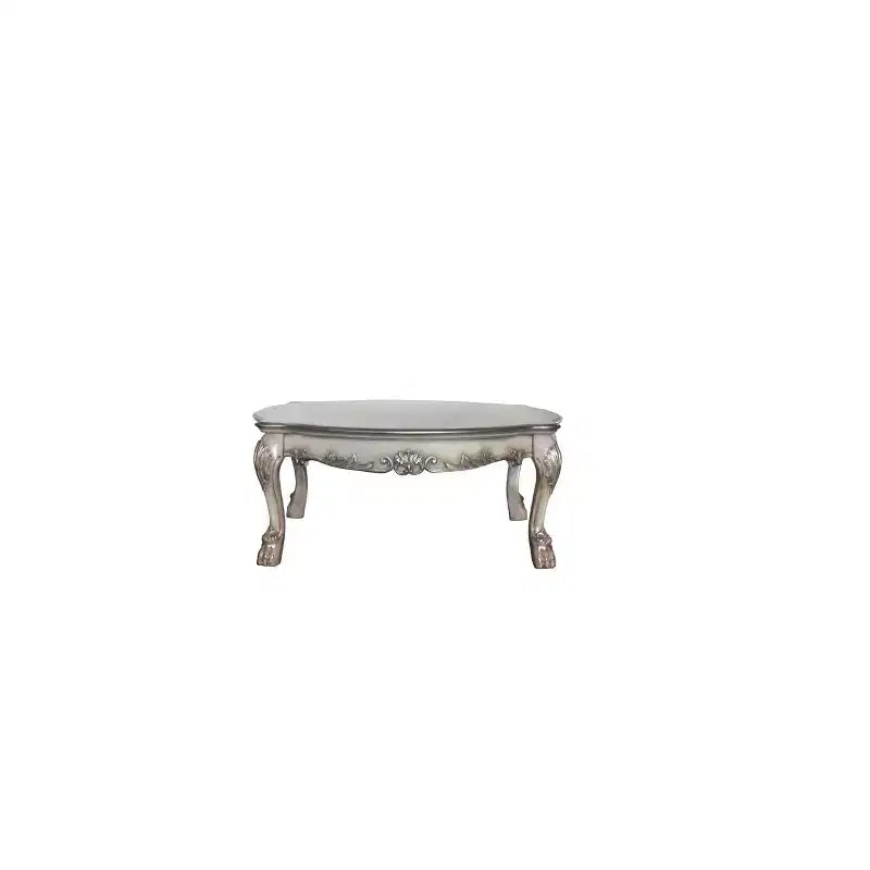 Tavolino da Caffè Ovale Bianco, Composito di Legno, 4 Gambe