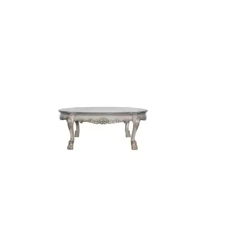 Tavolino da Caffè Ovale Bianco, Composito di Legno, 4 Gambe