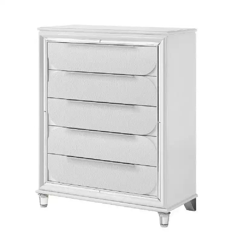 Acme Furniture 38.39" Tarian Decorative Storage Drawer Pearl White Finish: 5-Drawer Chest, Wood Composite, No Assembly Required