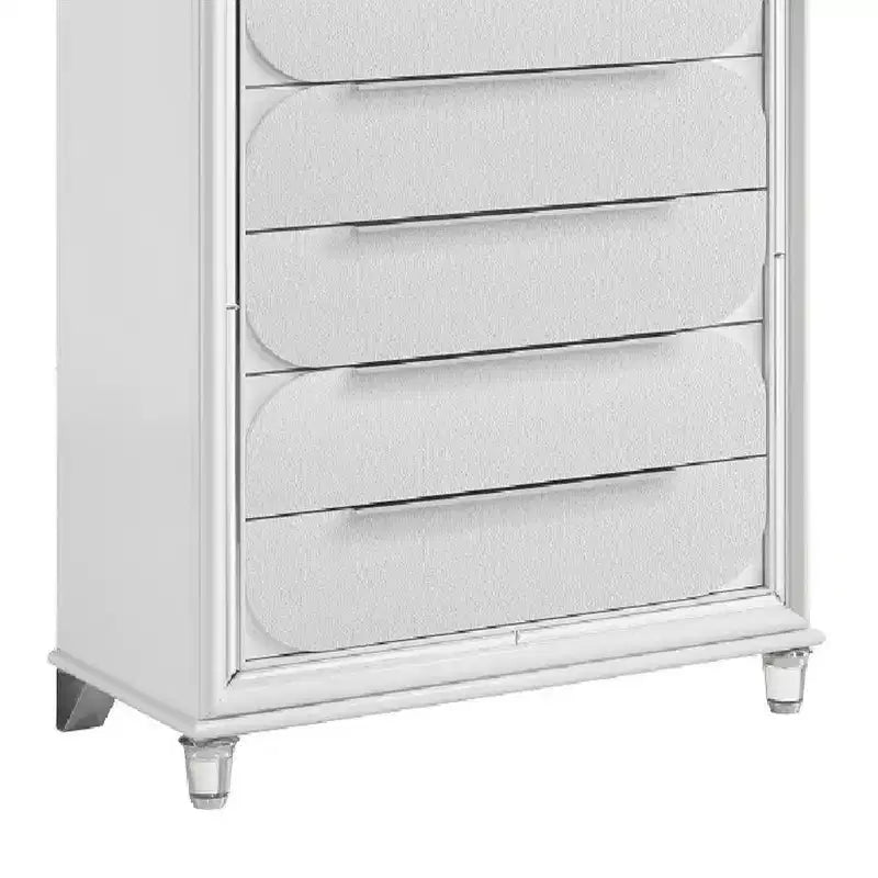 Acme Furniture 38.39" Tarian Cassettiera Decorativa Pearl White Finish: Cassettiera a 5 Cassetti, Composito di Legno, Nessun Montaggio Richiesto