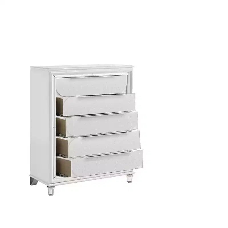 Acme Furniture 38.39" Tarian Cassettiera Decorativa Pearl White Finish: Cassettiera a 5 Cassetti, Composito di Legno, Nessun Montaggio Richiesto