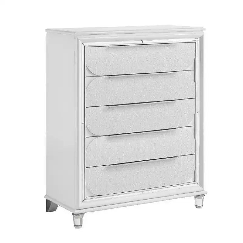 Acme Furniture 38.39" Tarian Cassettiera Decorativa Pearl White Finish: Cassettiera a 5 Cassetti, Composito di Legno, Nessun Montaggio Richiesto
