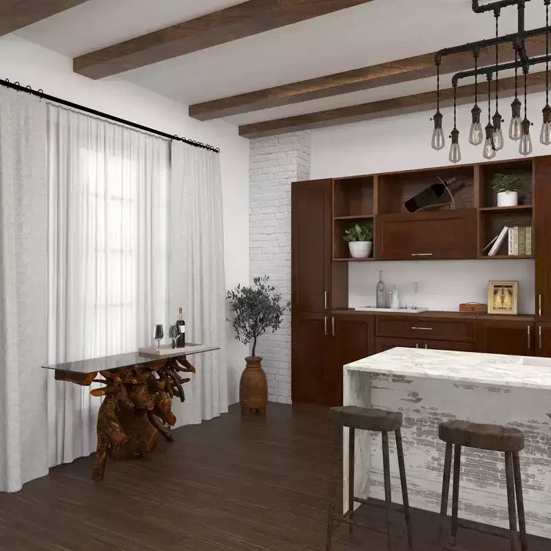 Consolle in Teak Contemporaneo Marrone – Olivia & May: piano in vetro, nessun montaggio richiesto