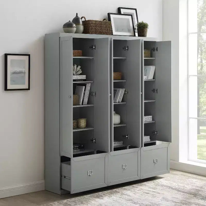 Set da ingresso Harper 3 pz con 3 armadietti dispensa grigio - Crosley