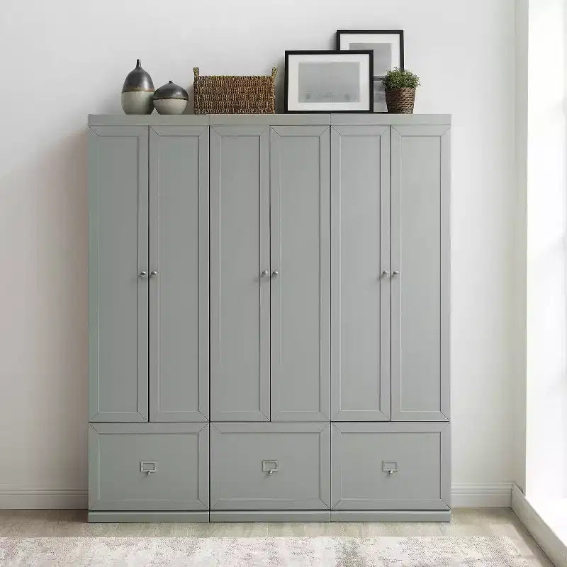 Set da ingresso Harper 3 pz con 3 armadietti dispensa grigio - Crosley
