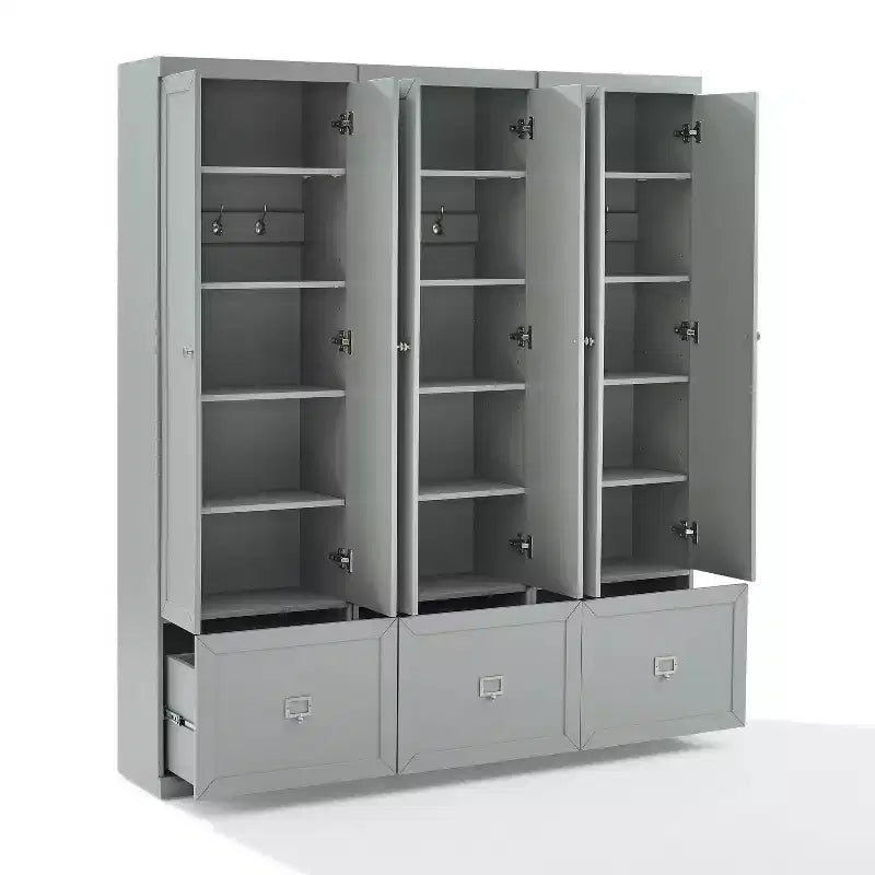 Set da ingresso Harper 3 pz con 3 armadietti dispensa grigio - Crosley