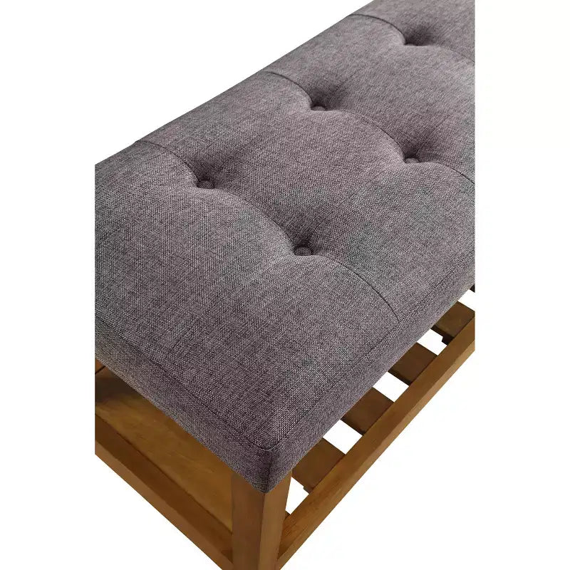 Panca Charla Acme Furniture, tessuto grigio/finitura rovere