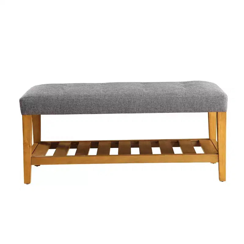 Panca Charla Acme Furniture, tessuto grigio/finitura rovere