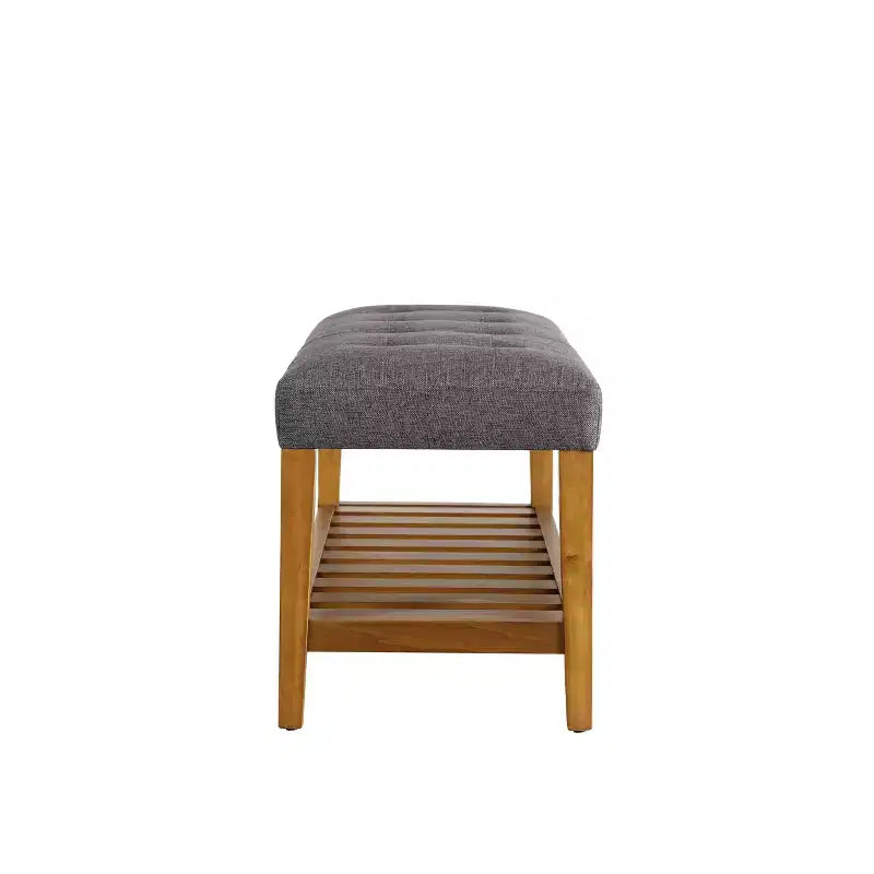 Panca Charla Acme Furniture, tessuto grigio/finitura rovere