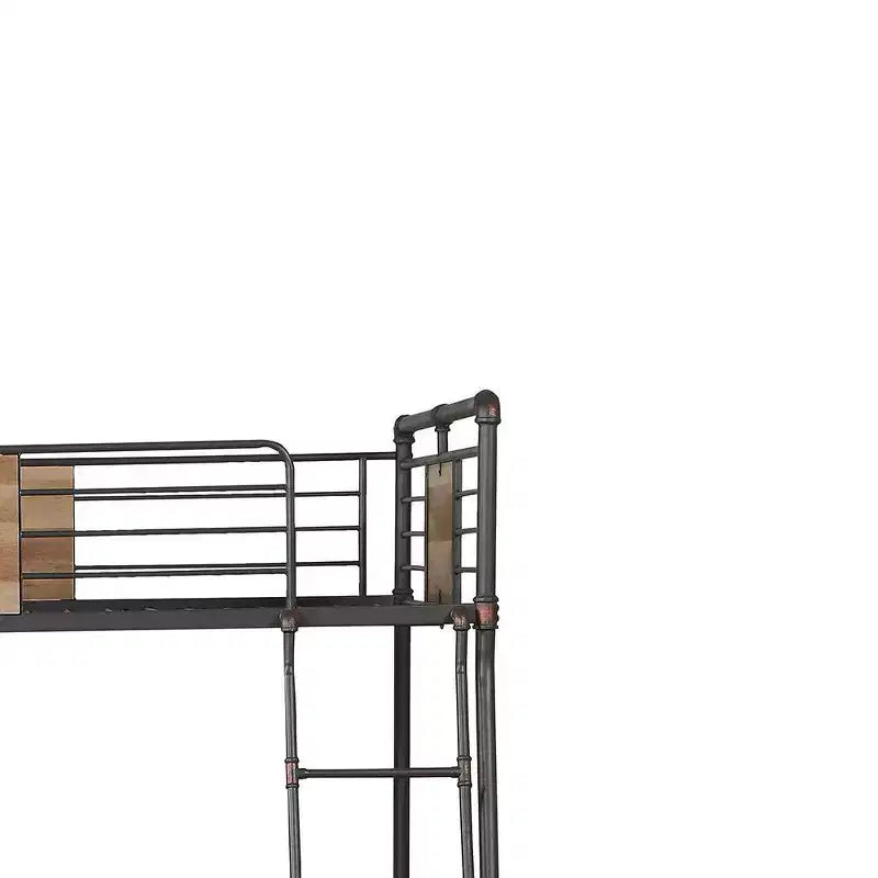 Acme Furniture Letto a Castello Matrimoniale/Queen da 83" Brantley Loft e Letto a Castello Sandy Nero e Bronzo Scuro Spazzolato a Mano: Scala Integrata