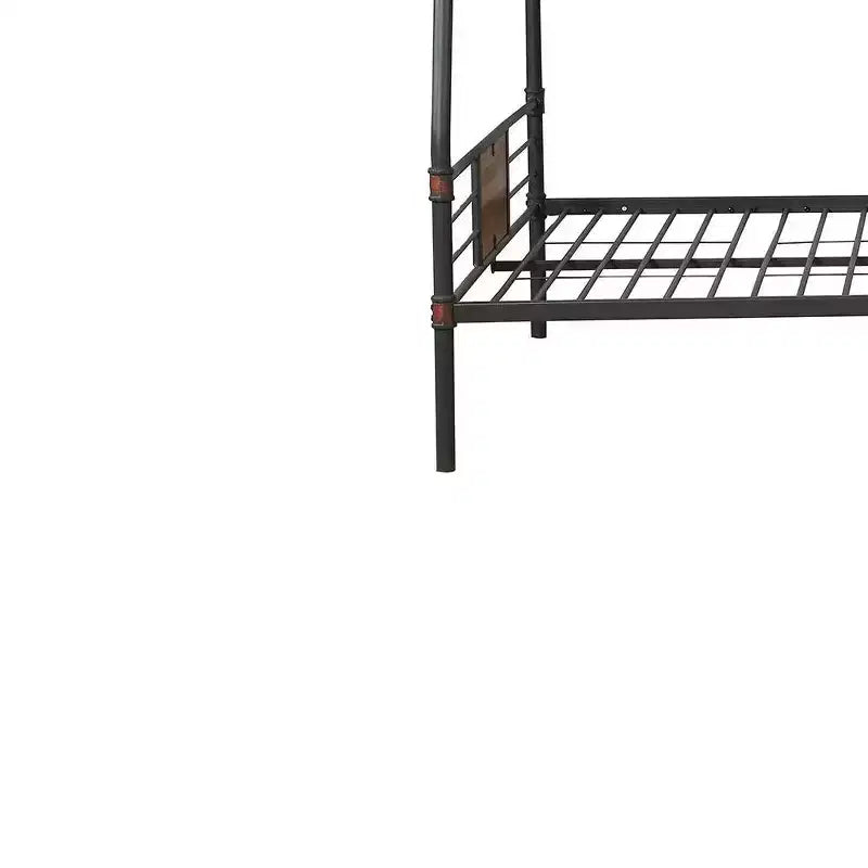 Acme Furniture Letto a Castello Matrimoniale/Queen da 83" Brantley Loft e Letto a Castello Sandy Nero e Bronzo Scuro Spazzolato a Mano: Scala Integrata