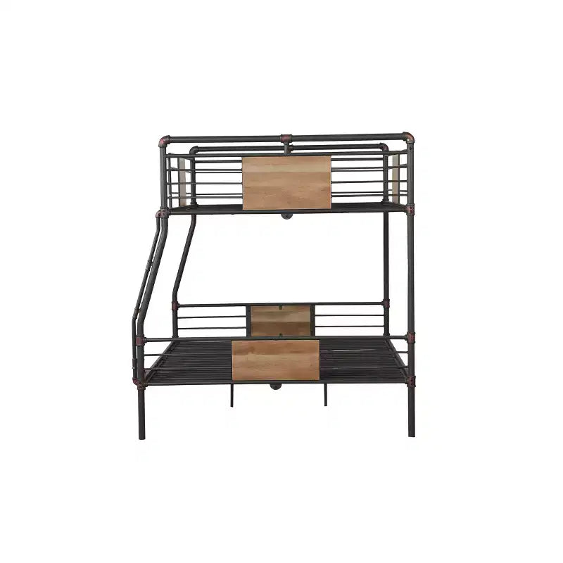 Acme Furniture Letto a Castello Matrimoniale/Queen da 83" Brantley Loft e Letto a Castello Sandy Nero e Bronzo Scuro Spazzolato a Mano: Scala Integrata