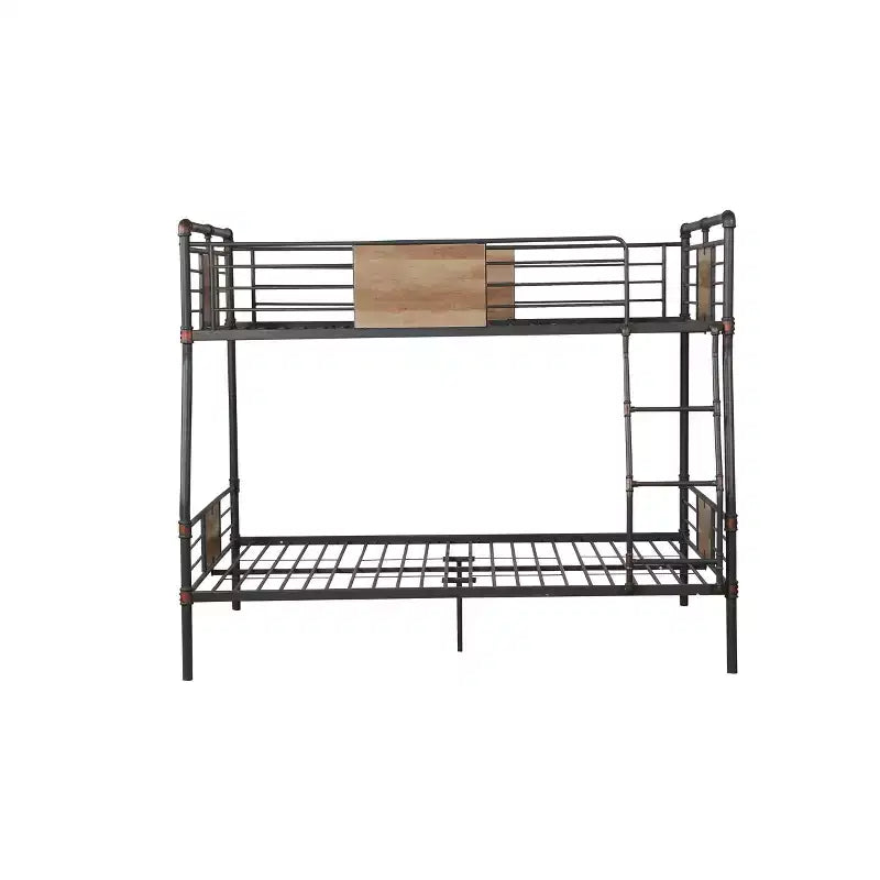 Acme Furniture Letto a Castello Matrimoniale/Queen da 83" Brantley Loft e Letto a Castello Sandy Nero e Bronzo Scuro Spazzolato a Mano: Scala Integrata