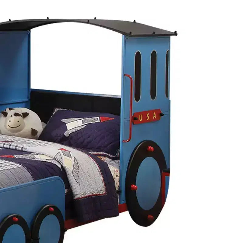 Letto Matrimoniale Tobi 82" Blu/Rosso e Treno Nero - Acme Furniture: Robusto Telaio in Metallo, Non Necessita di Rete a Molle