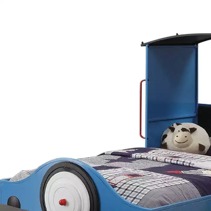 Letto Matrimoniale Tobi 82" Blu/Rosso e Treno Nero - Acme Furniture: Robusto Telaio in Metallo, Non Necessita di Rete a Molle