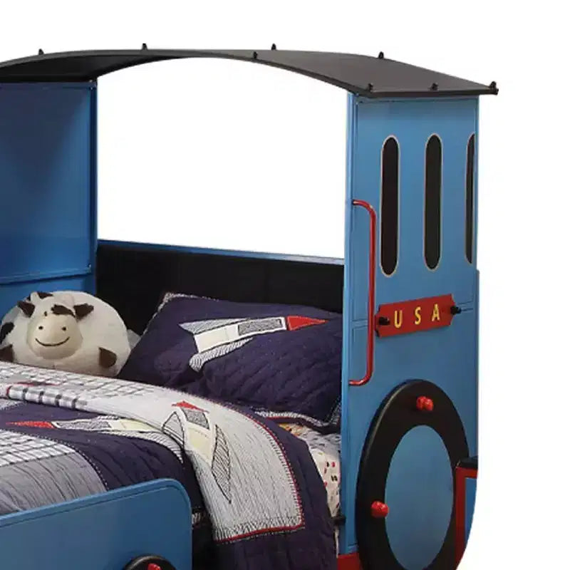 Letto Matrimoniale Tobi 82" Blu/Rosso e Treno Nero - Acme Furniture: Robusto Telaio in Metallo, Non Necessita di Rete a Molle