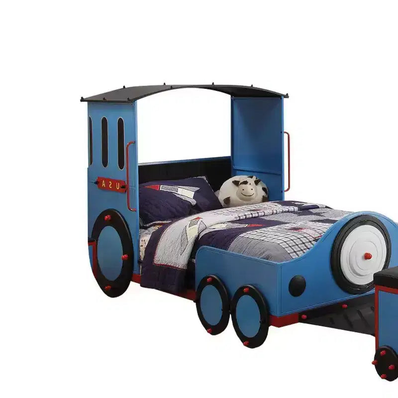 Letto Matrimoniale Tobi 82" Blu/Rosso e Treno Nero - Acme Furniture: Robusto Telaio in Metallo, Non Necessita di Rete a Molle