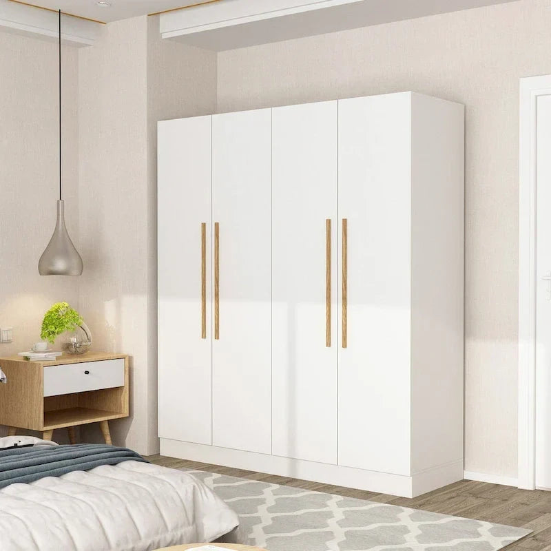Modern Freestanding Solid Wood Wardrobe Closet With Storage Shelves