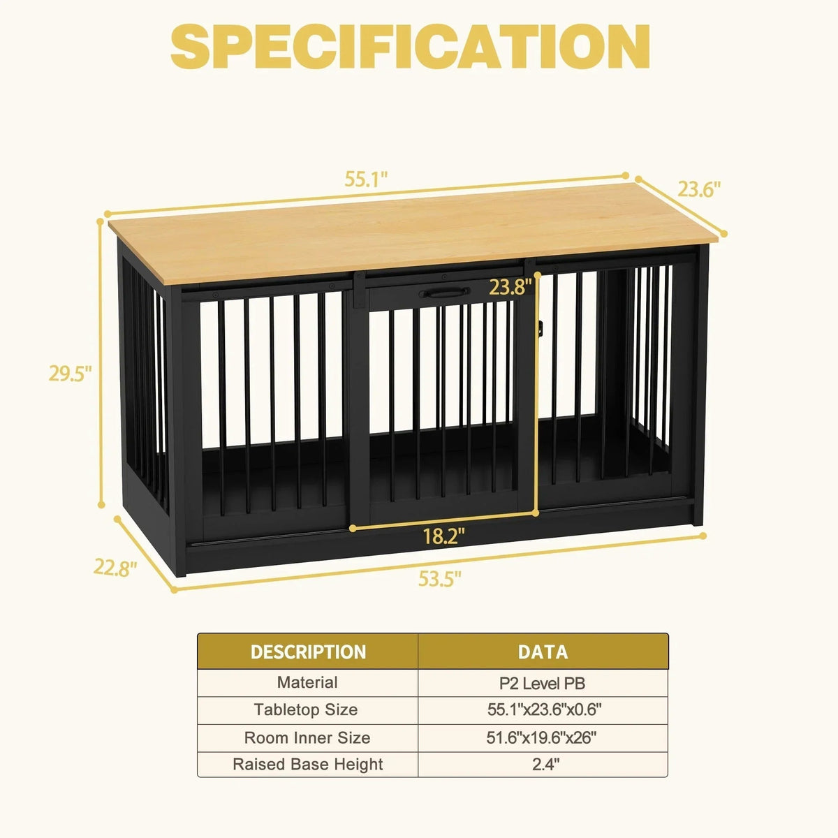 Pet Residence with Iron Tube Reinforcement Stylish & Sturdy Dog Crate
