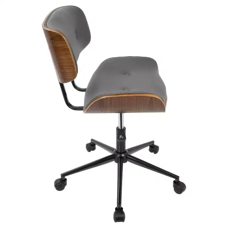 Sedia da ufficio girevole mid-century moderna crema/grigia/nera – Senza braccioli, seduta singola