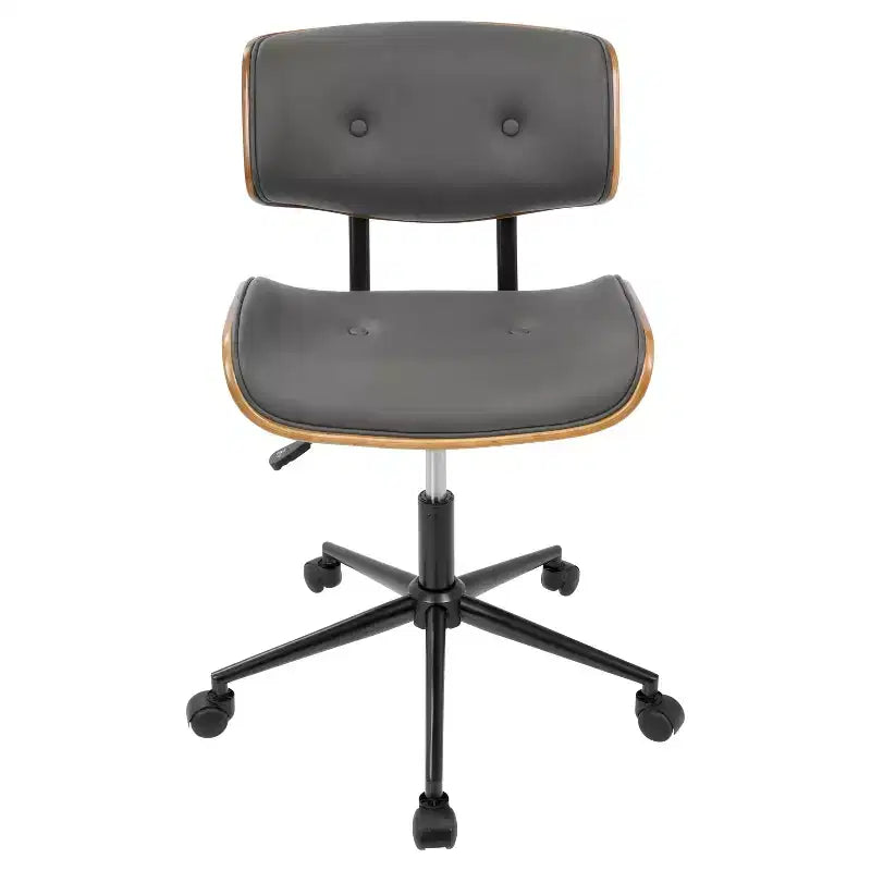 Sedia da ufficio girevole mid-century moderna crema/grigia/nera – Senza braccioli, seduta singola