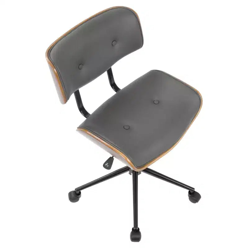 Sedia da ufficio girevole mid-century moderna crema/grigia/nera – Senza braccioli, seduta singola