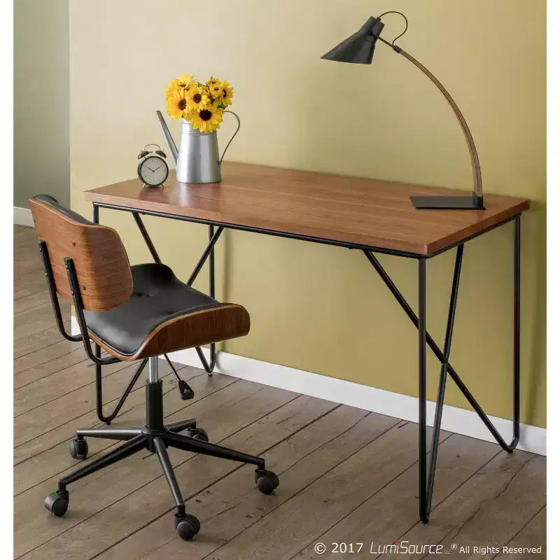 Sedia da ufficio girevole mid-century moderna crema/grigia/nera – Senza braccioli, seduta singola