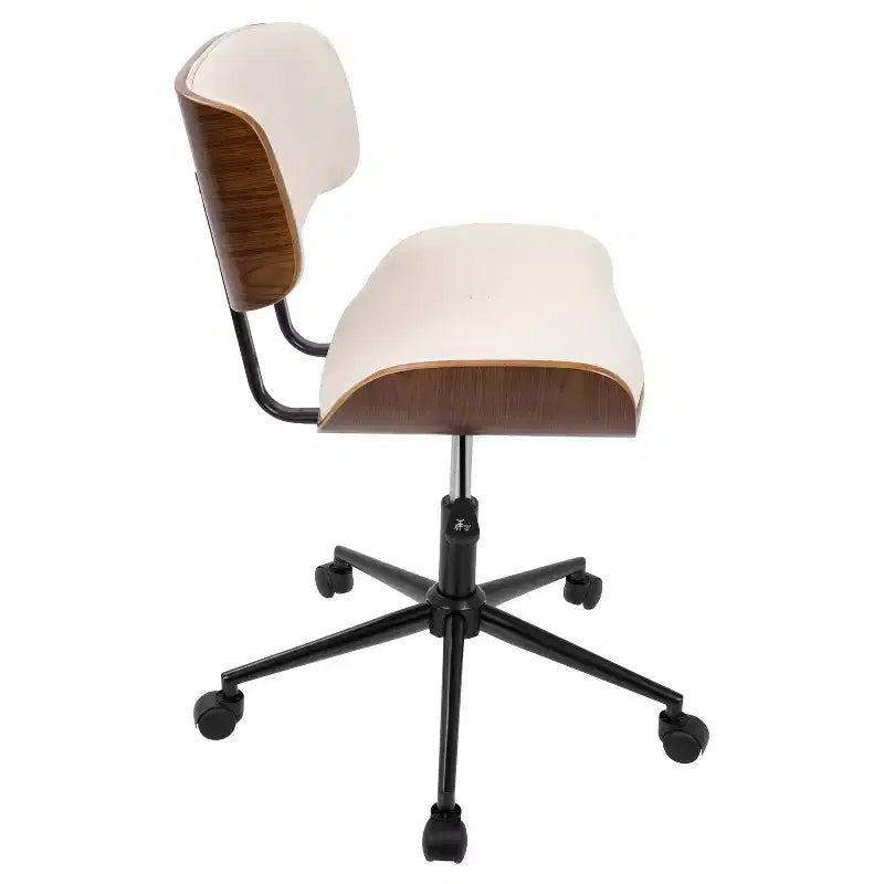 Sedia da ufficio girevole mid-century moderna crema/grigia/nera – Senza braccioli, seduta singola