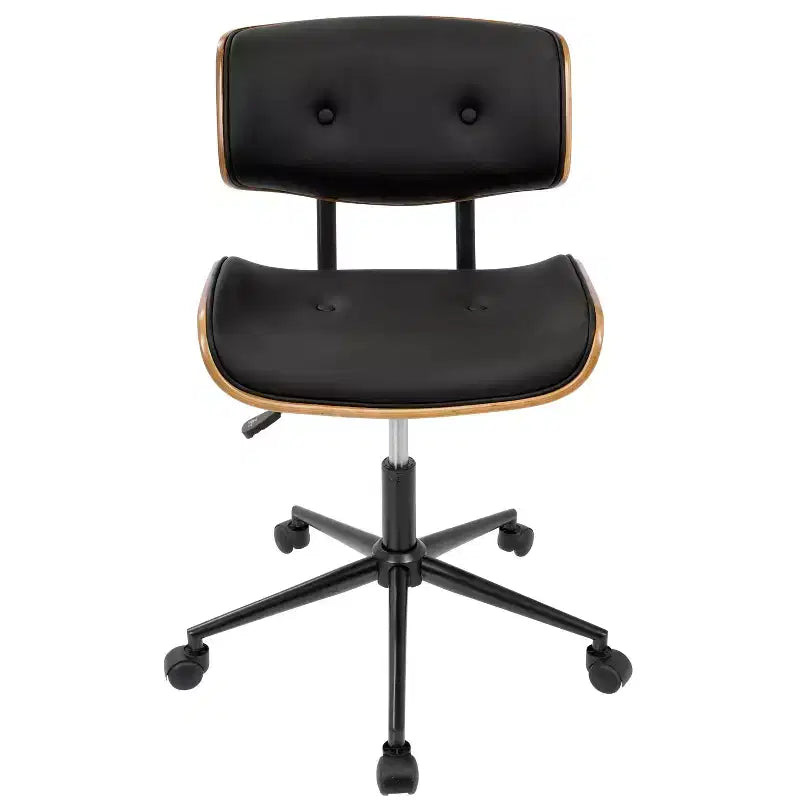 Sedia da ufficio girevole mid-century moderna crema/grigia/nera – Senza braccioli, seduta singola