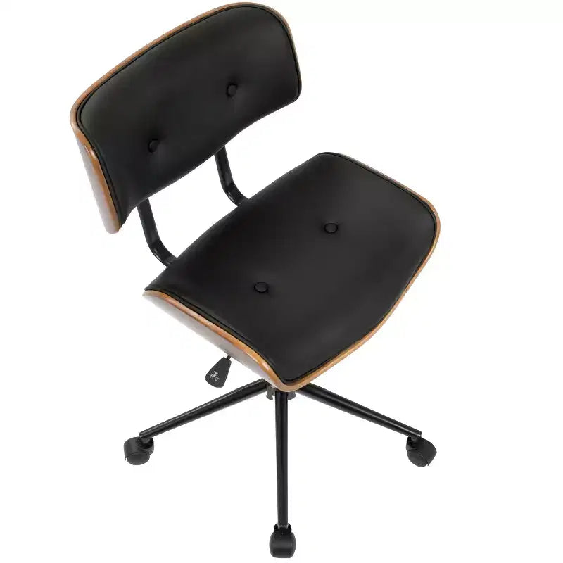 Sedia da ufficio girevole mid-century moderna crema/grigia/nera – Senza braccioli, seduta singola