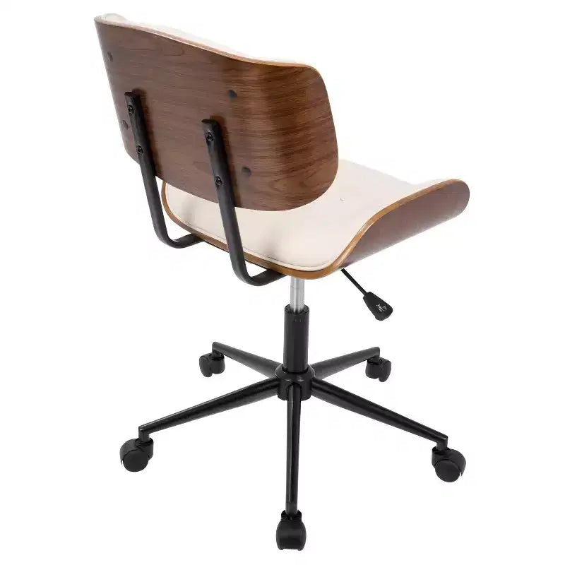 Sedia da ufficio girevole mid-century moderna crema/grigia/nera – Senza braccioli, seduta singola