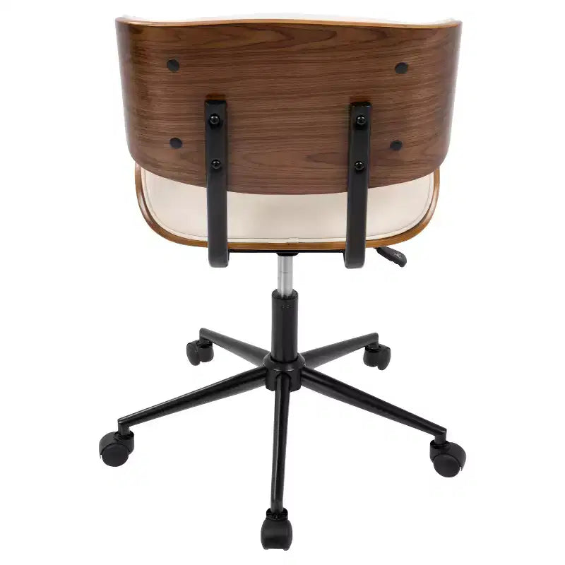 Sedia da ufficio girevole mid-century moderna crema/grigia/nera – Senza braccioli, seduta singola