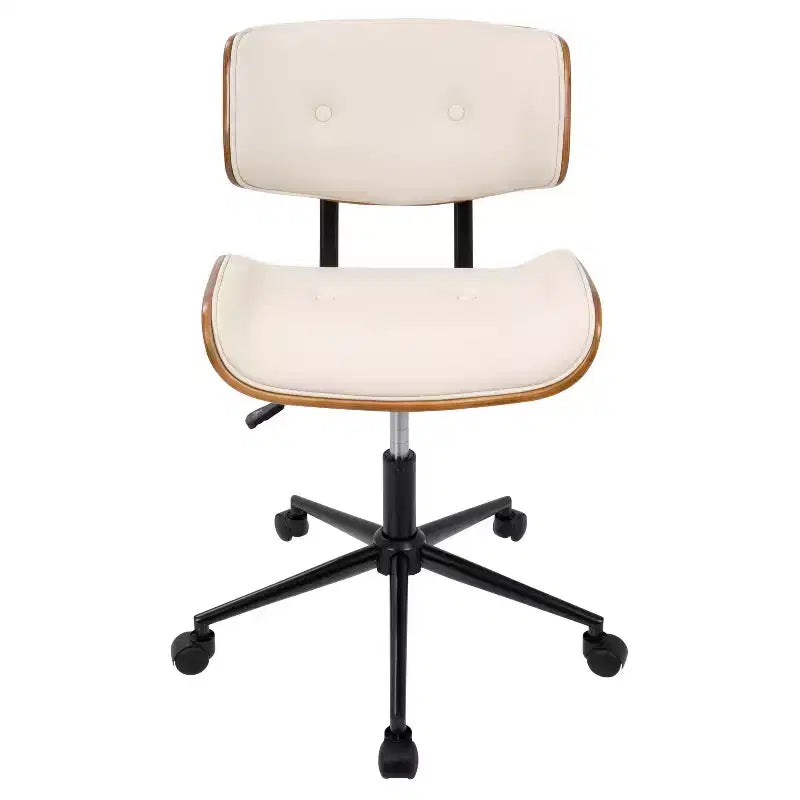 Sedia da ufficio girevole mid-century moderna crema/grigia/nera – Senza braccioli, seduta singola