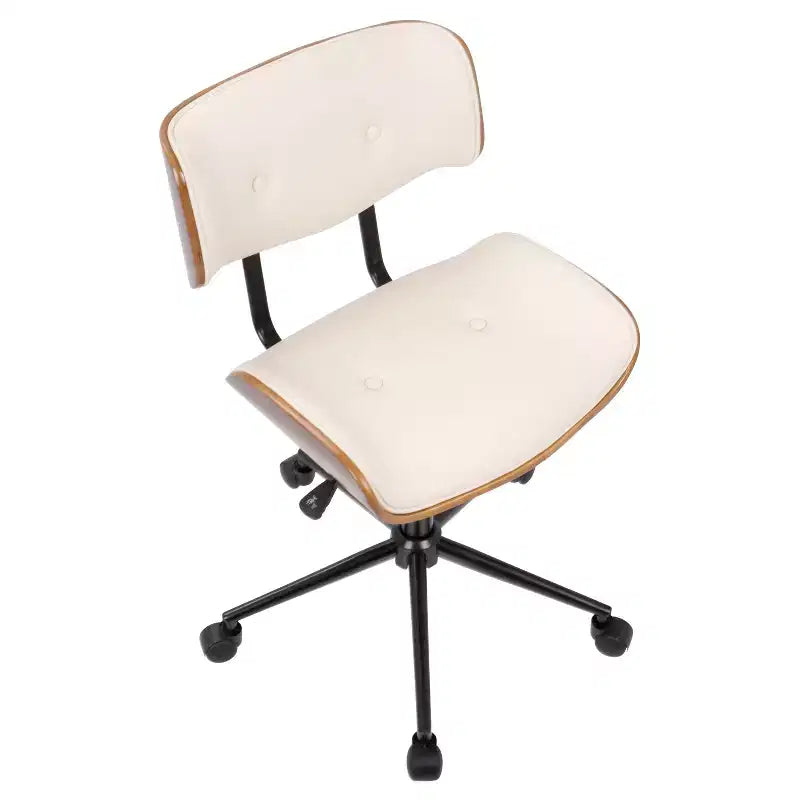 Sedia da ufficio girevole mid-century moderna crema/grigia/nera – Senza braccioli, seduta singola