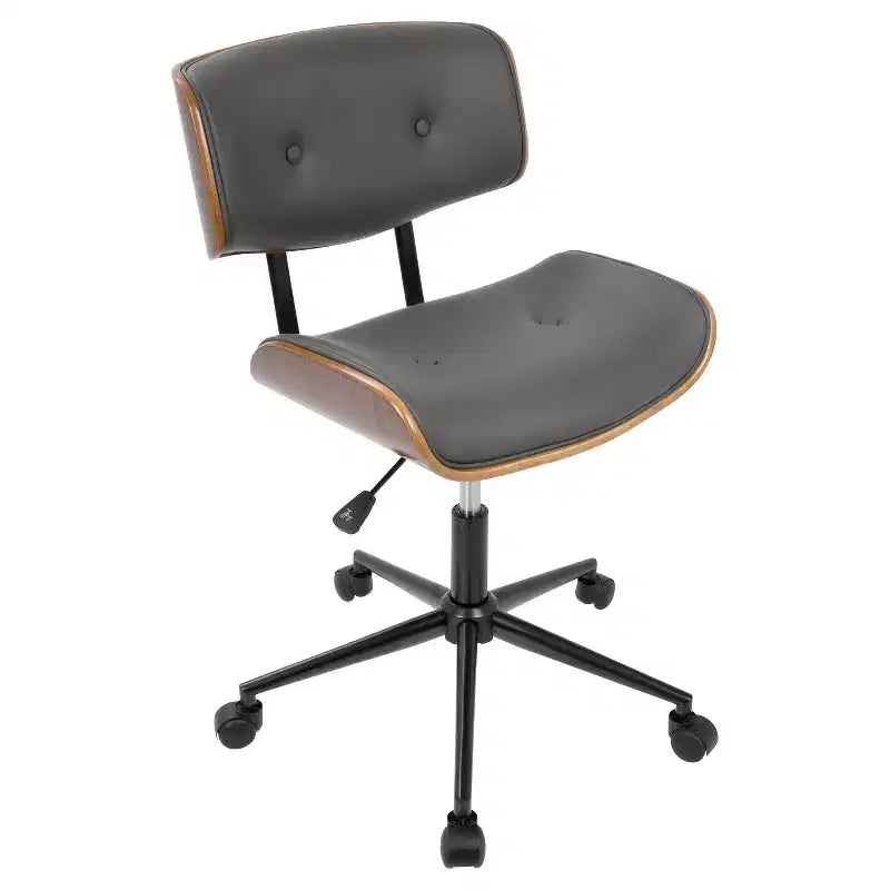 Sedia da ufficio girevole mid-century moderna crema/grigia/nera – Senza braccioli, seduta singola