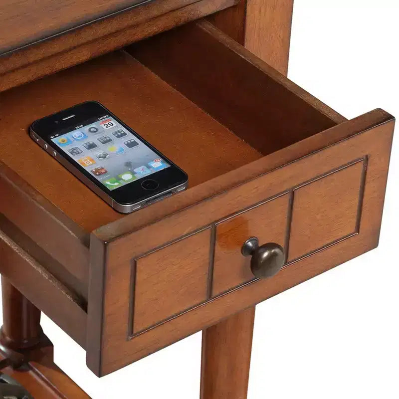 Tavolino d'appoggio quadrato multicolore con cassetto e ripiano, 1 pezzo