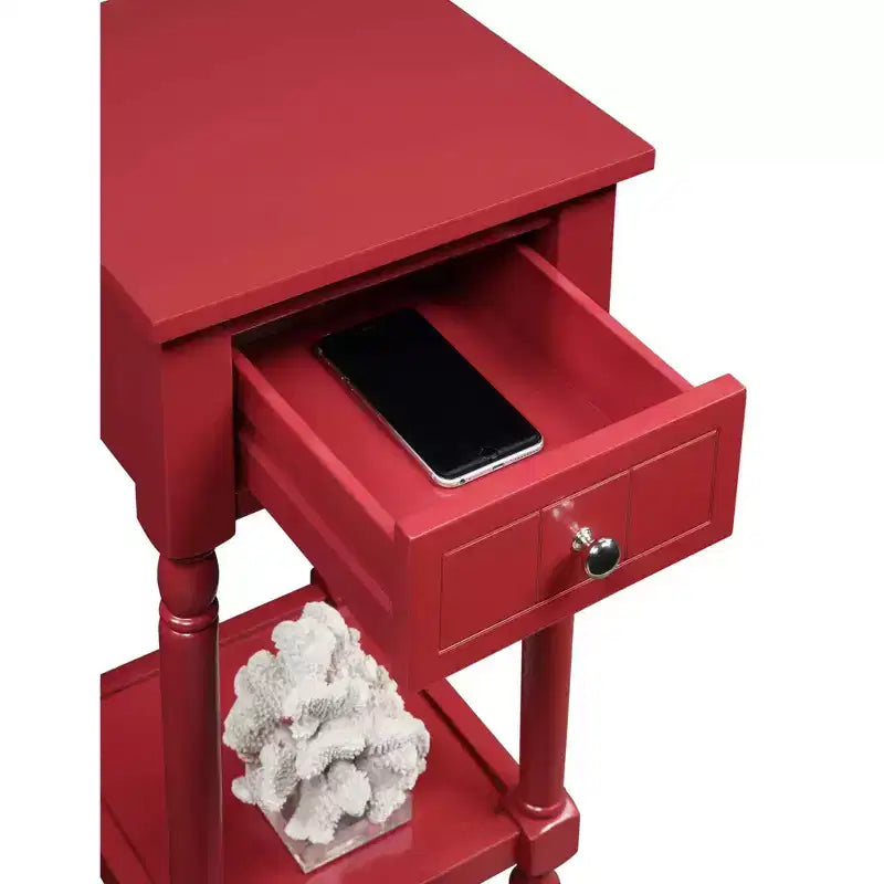 Tavolino d'appoggio quadrato multicolore con cassetto e ripiano, 1 pezzo